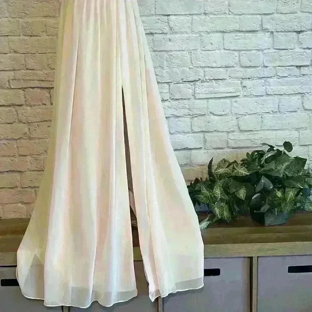 Azazie Aaida A-line Bow Chiffon Floor Length Dress Rose Petal Size A2 - Picture 9 of 9
